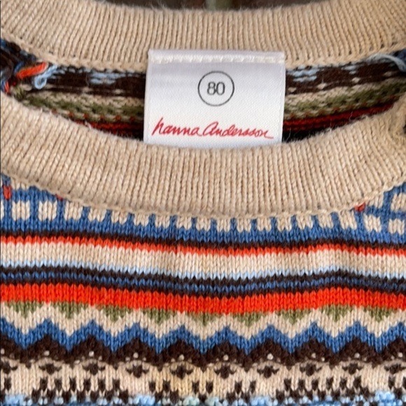 Hanna Andersson Cable Knit Sweater Dress Fair Isle Size 80 US 2 - Picture 4 of 16